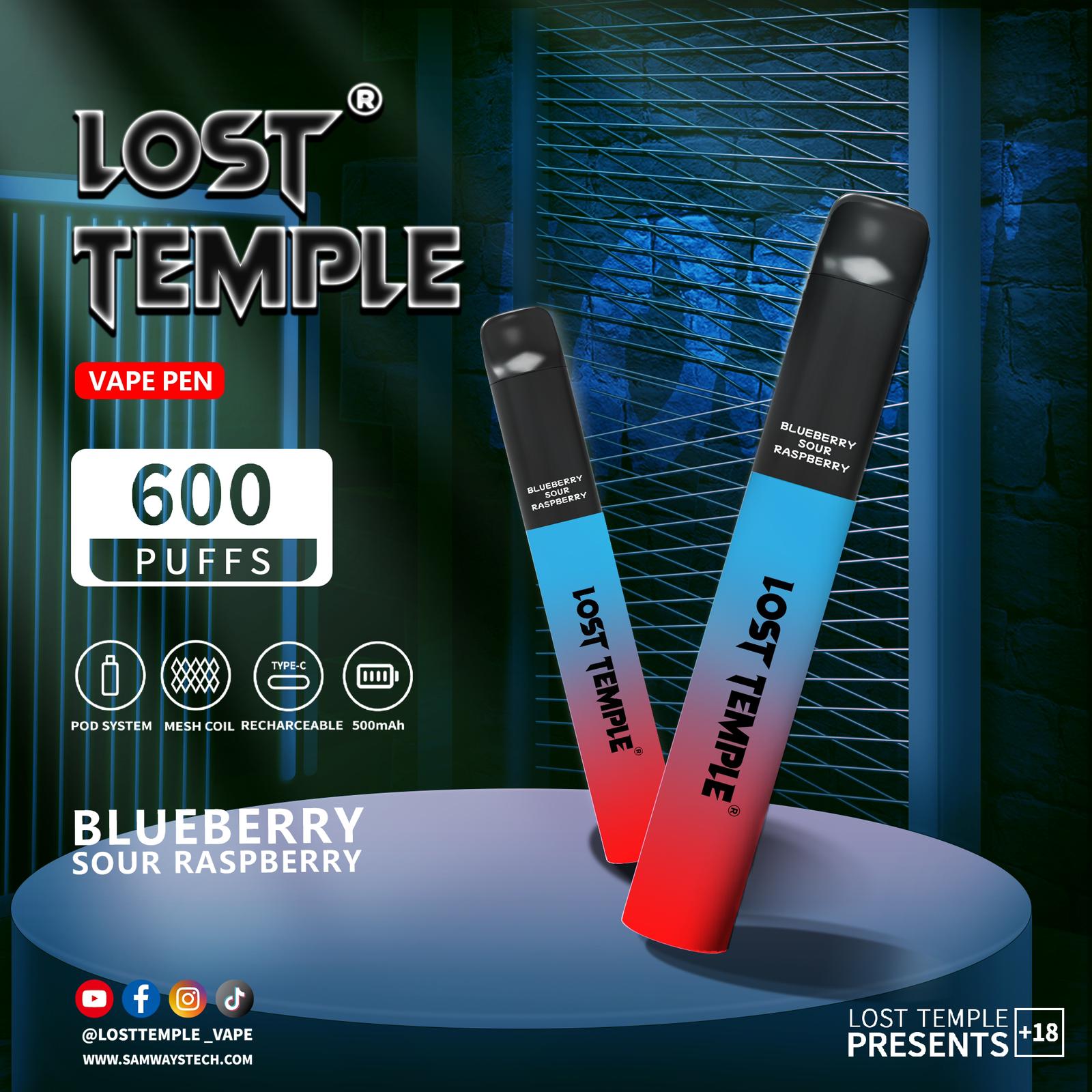 Lost Temple 600 Puffs Disposable Vape Device Kit Box of 10 - Vaperdeals