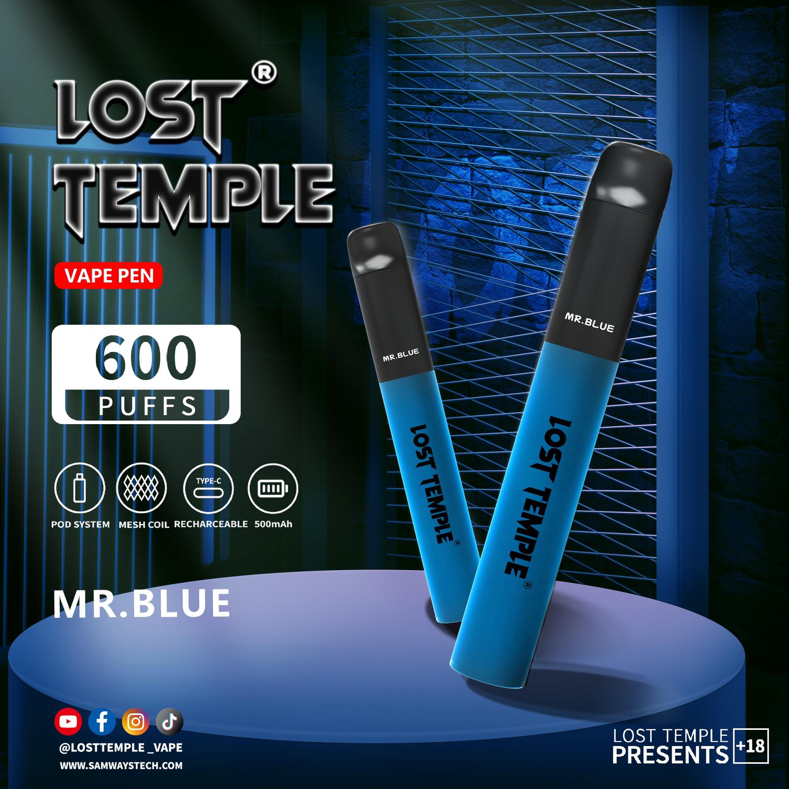 Lost Temple 600 Puffs Disposable Vape Device Kit Box of 10 - Vaperdeals