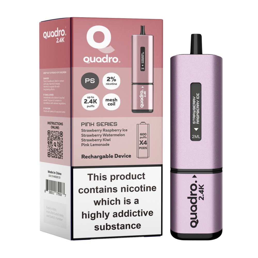 Quadro 2400 Puffs 4 in 1 Disposable Vape Pod Box of 5 - Vaperdeals