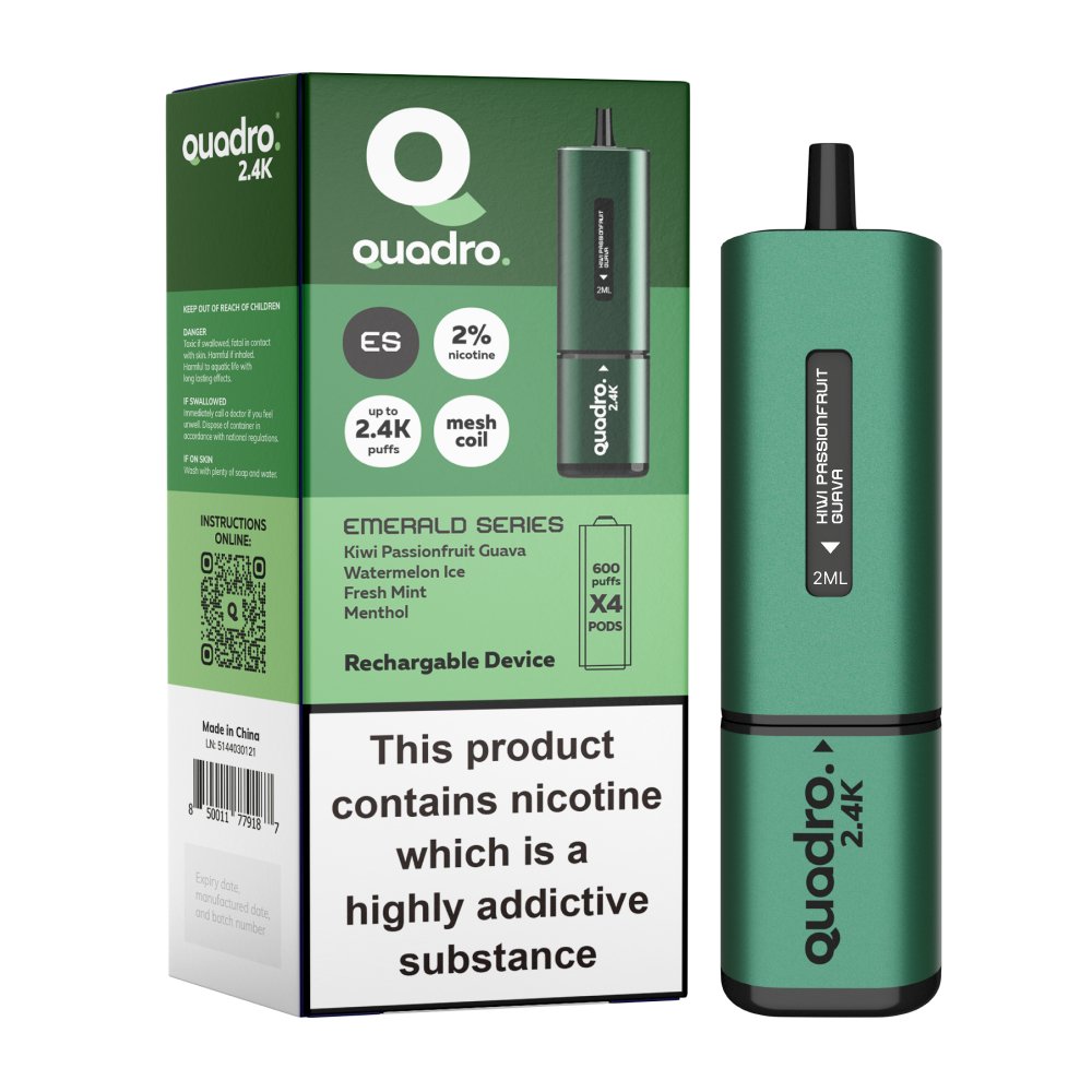 Quadro 2400 Puffs 4 in 1 Disposable Vape Pod Box of 5 - Vaperdeals