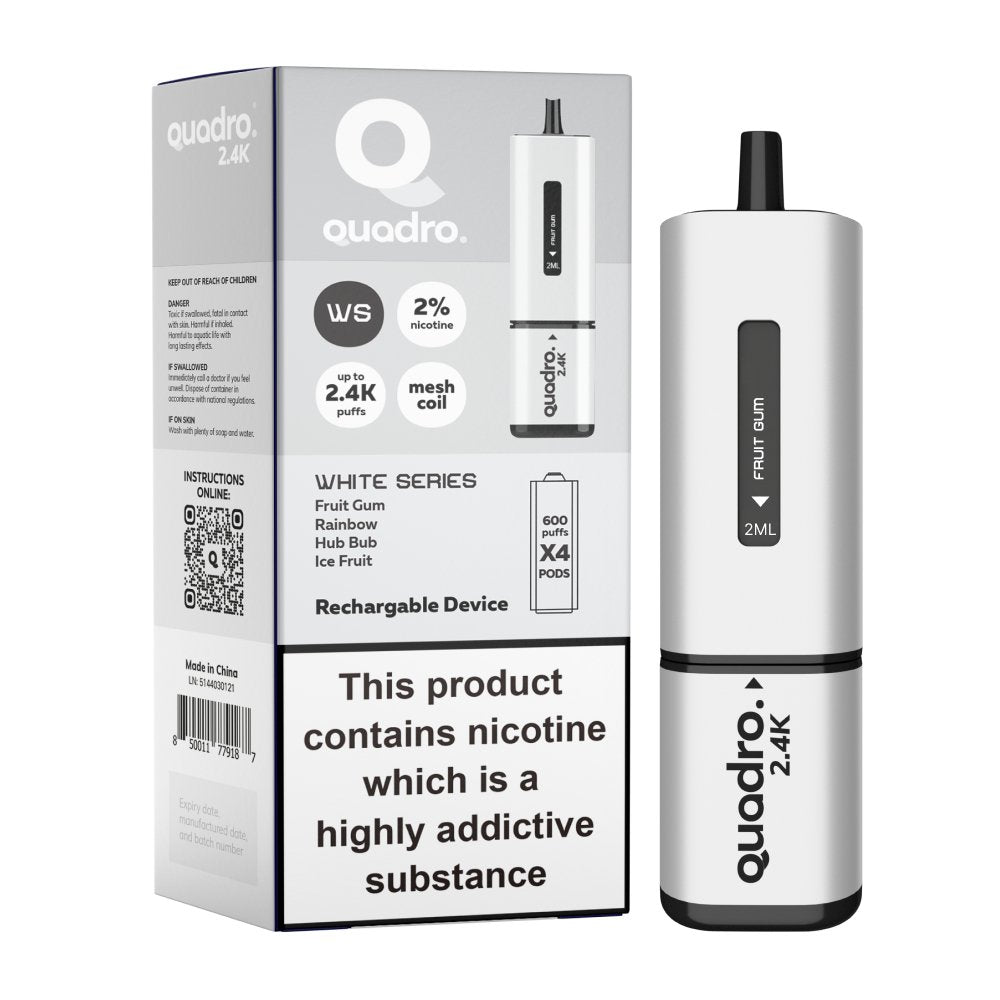 Quadro 2400 Puffs 4 in 1 Disposable Vape Pod Box of 5 - Vaperdeals