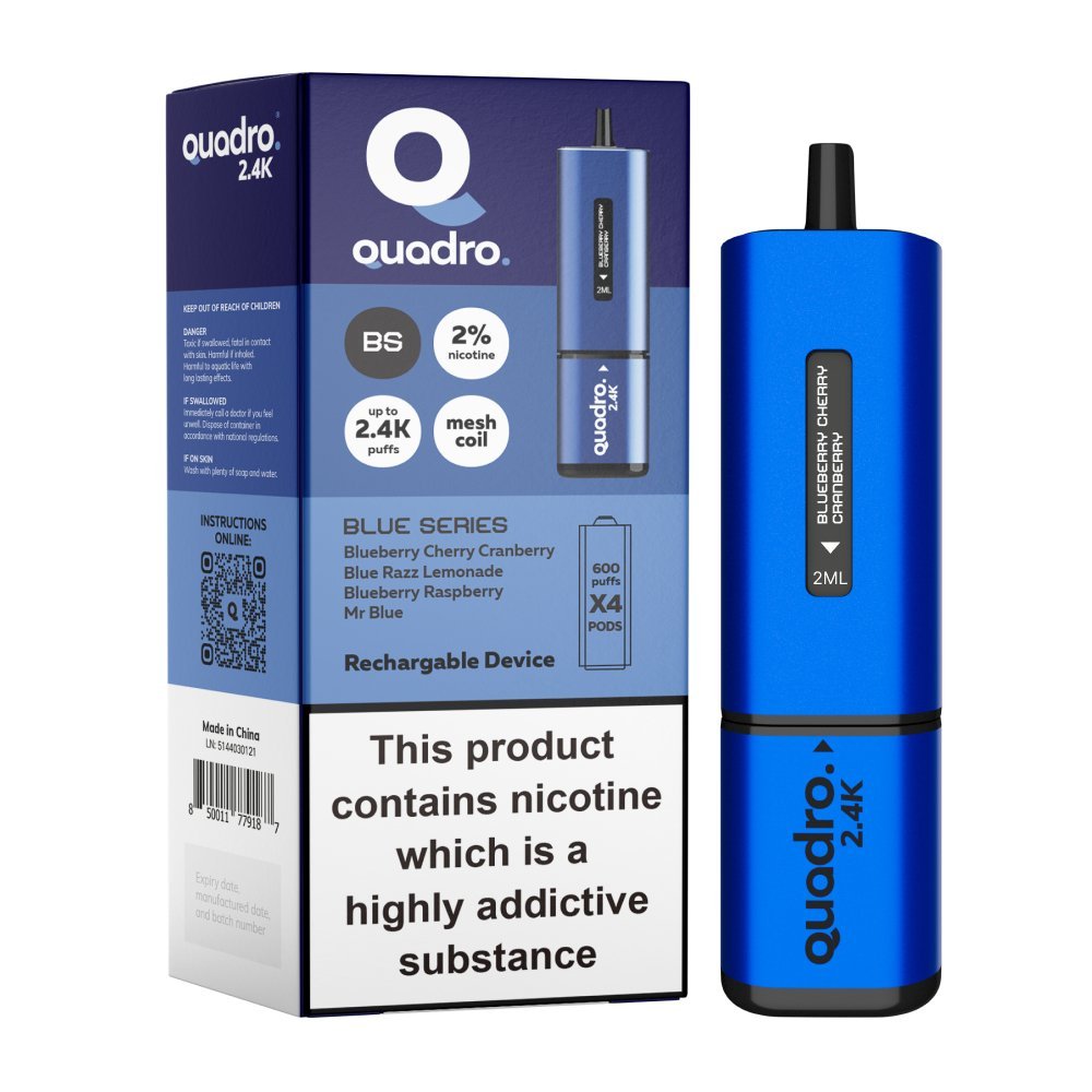 Quadro 2400 Puffs 4 in 1 Disposable Vape Pod Box of 5 - Vaperdeals