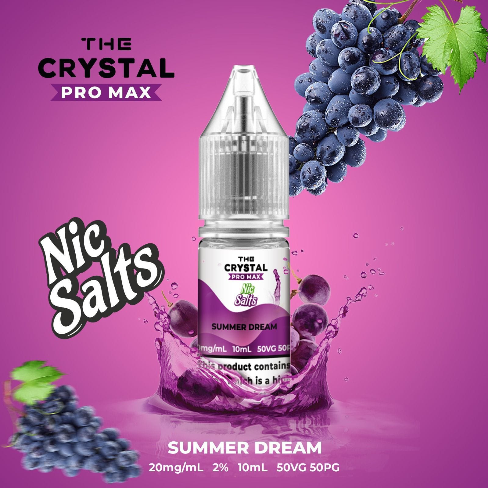 The Crystal Pro Max Vape Nic Salts 10ml - Box of 10 - Vaperdeals